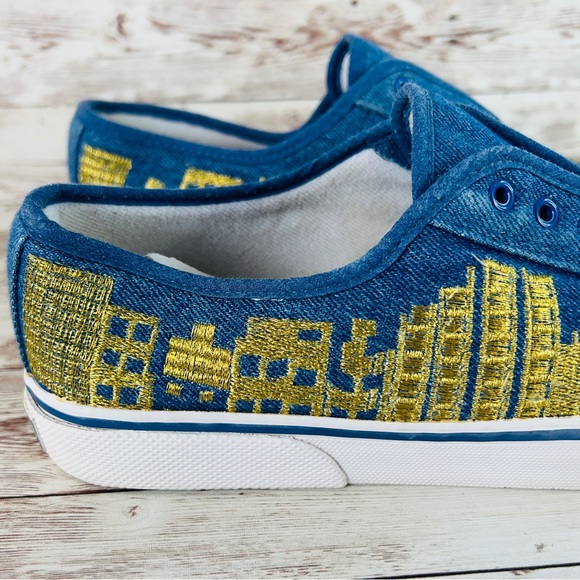 Y2K Sebastiro 90s City Scape embroidered Sneakers size 7.5 skyline design - Picture 7 of 12